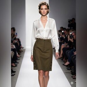 SEE BY CHLOE wool Olive Button-Accent Women's Skirt